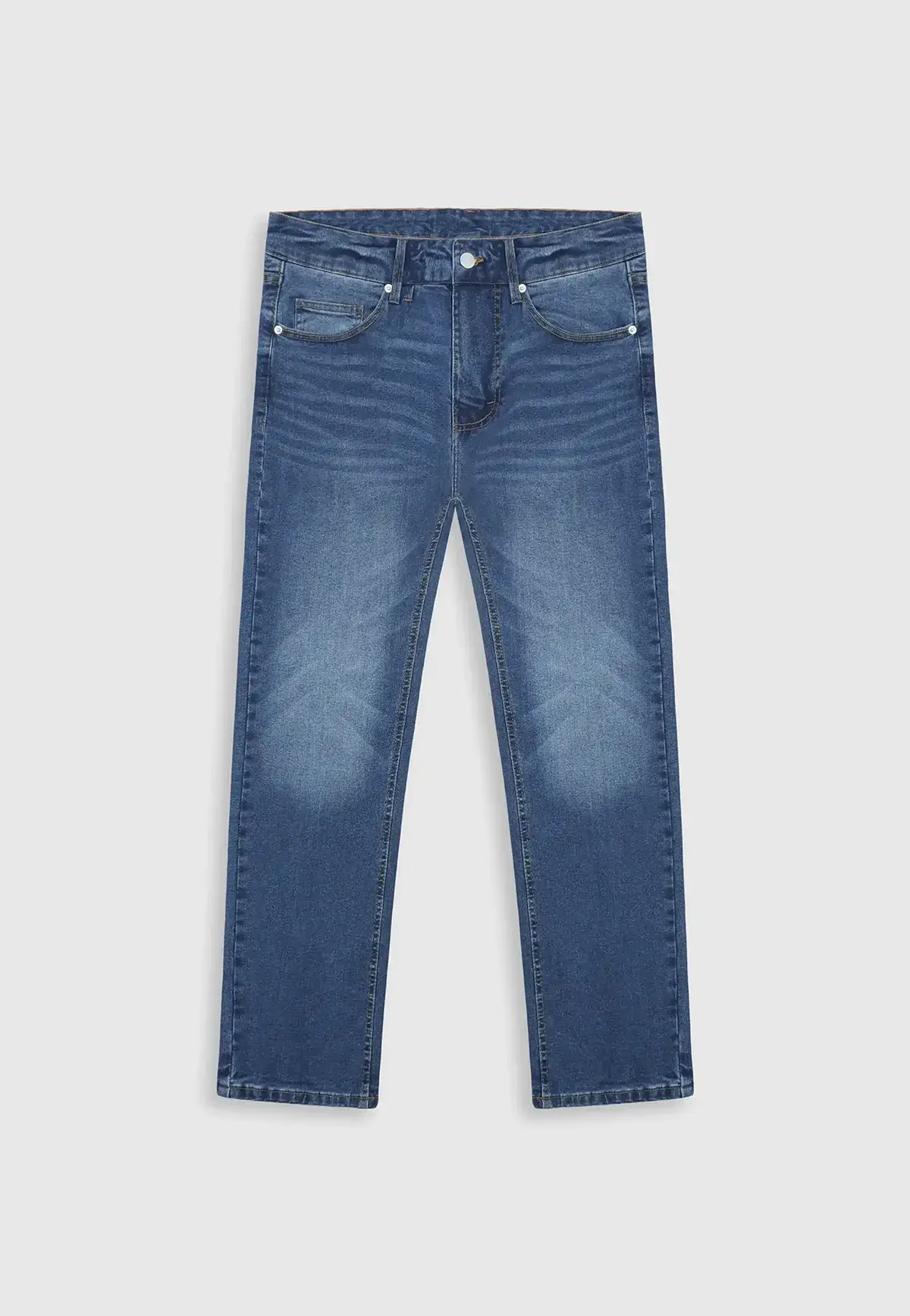 Regular Fit Mid Wash Blue Jeans